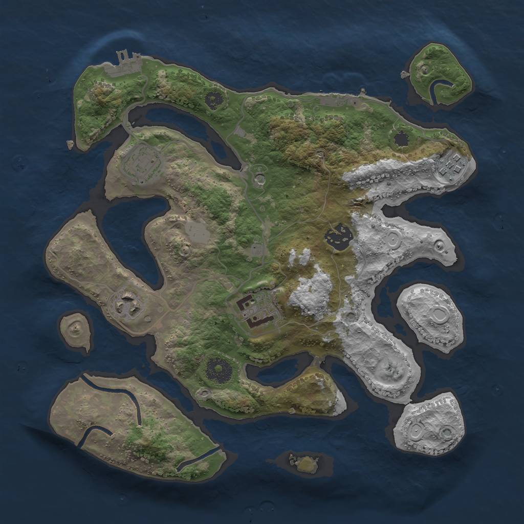 Rust Map: Procedural Map, Size: 3000, Seed: 52994, 13 Monuments