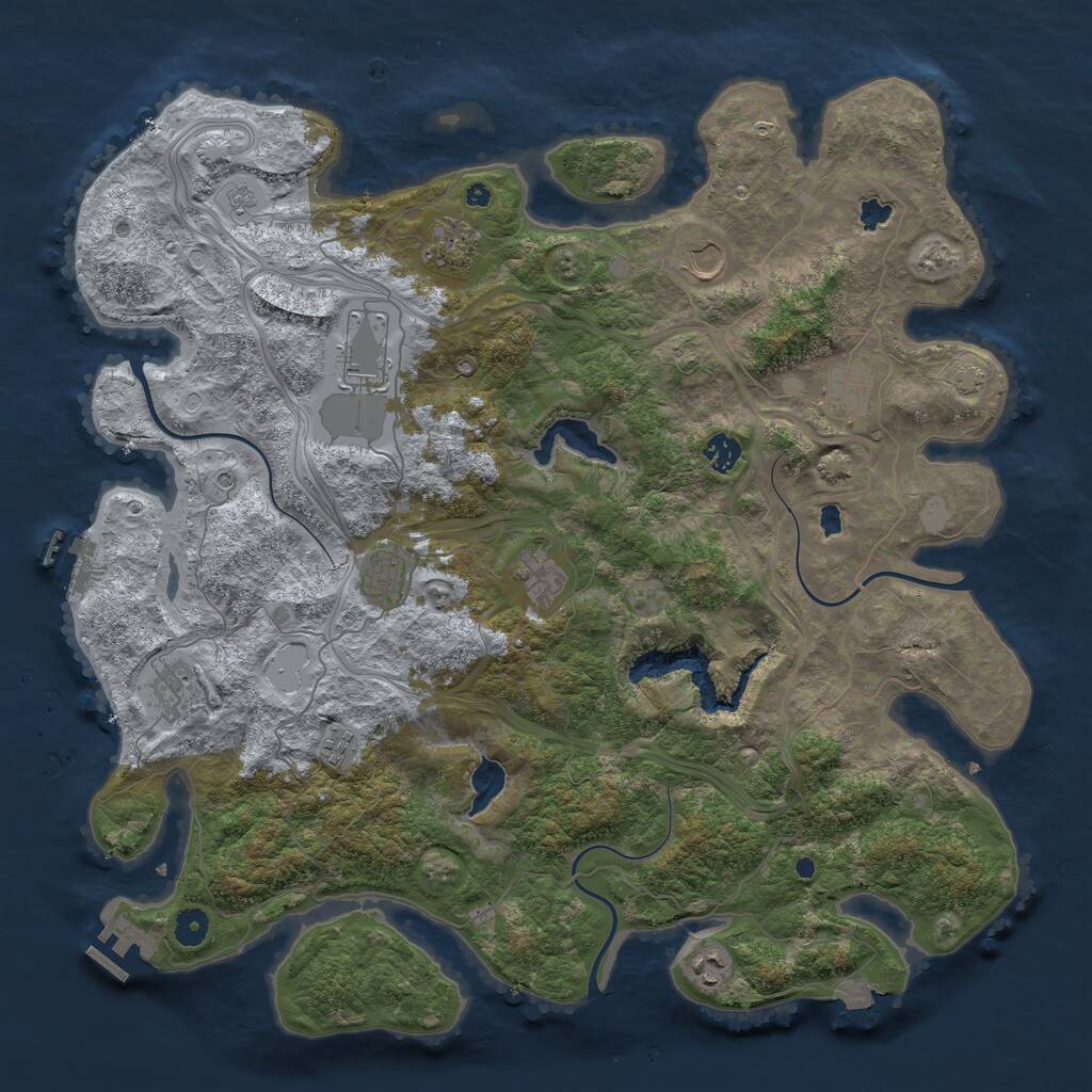 Rust Map: Procedural Map, Size: 4500, Seed: 344503982, 16 Monuments
