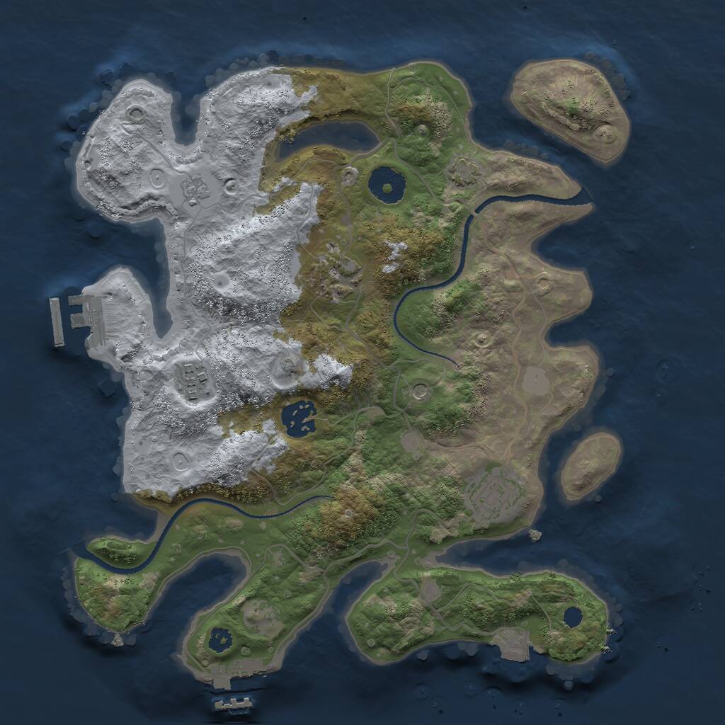 Rust Map: Procedural Map, Size: 3000, Seed: 2117892891, 10 Monuments