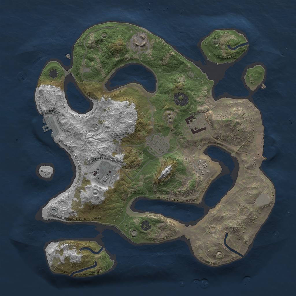 Rust Map: Procedural Map, Size: 3000, Seed: 714654521, 13 Monuments