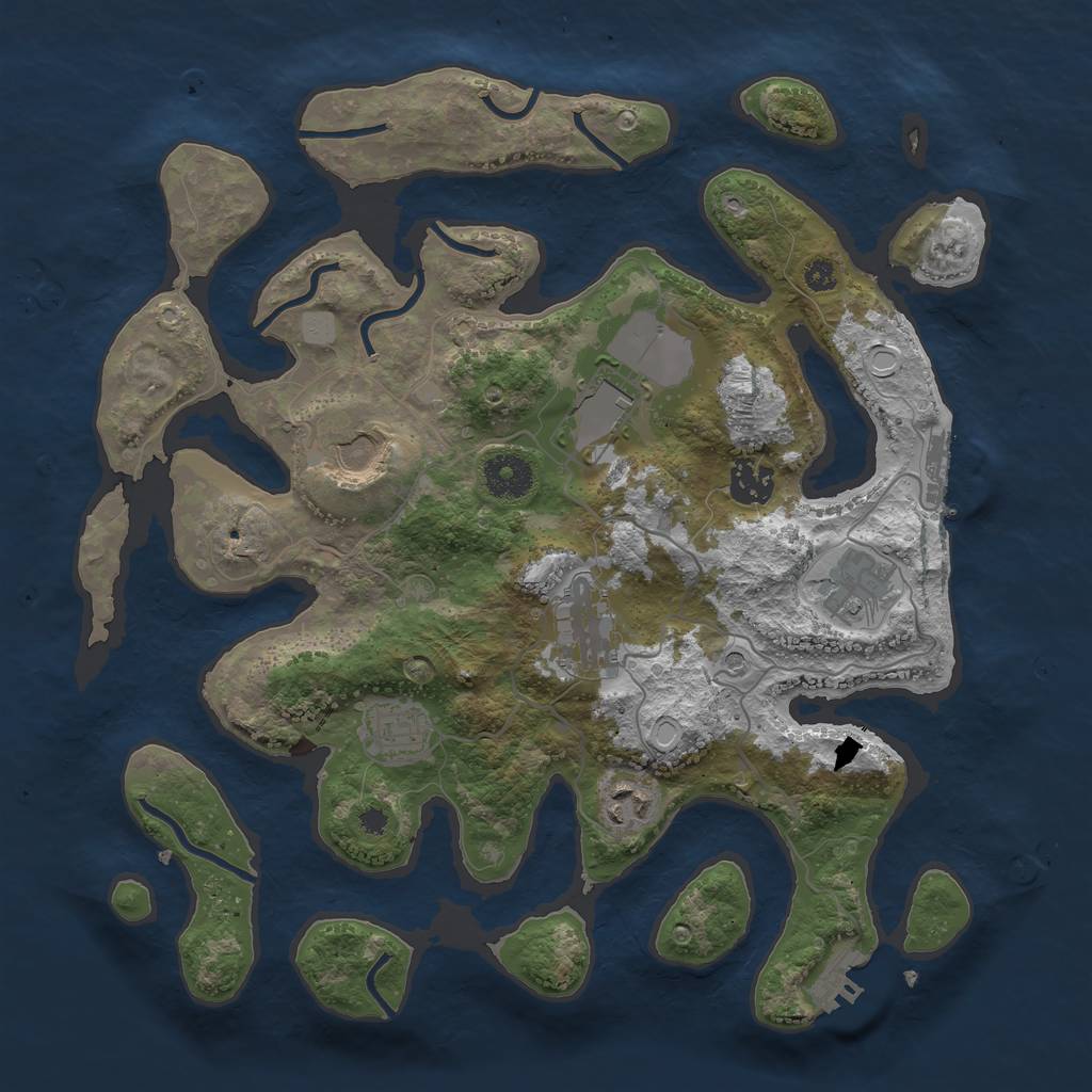Rust Map: Procedural Map, Size: 3500, Seed: 1834561958, 15 Monuments