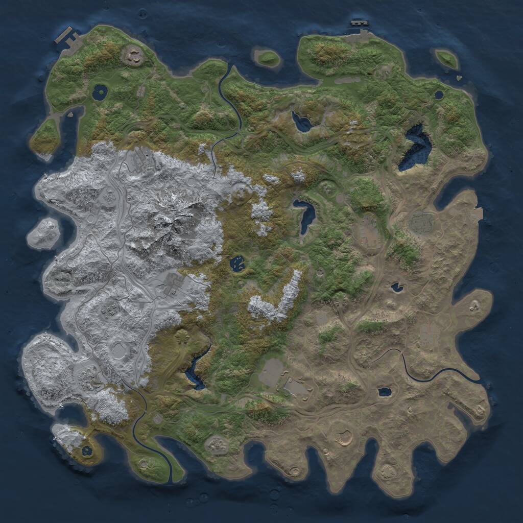 Rust Map: Procedural Map, Size: 5000, Seed: 1368593291, 17 Monuments