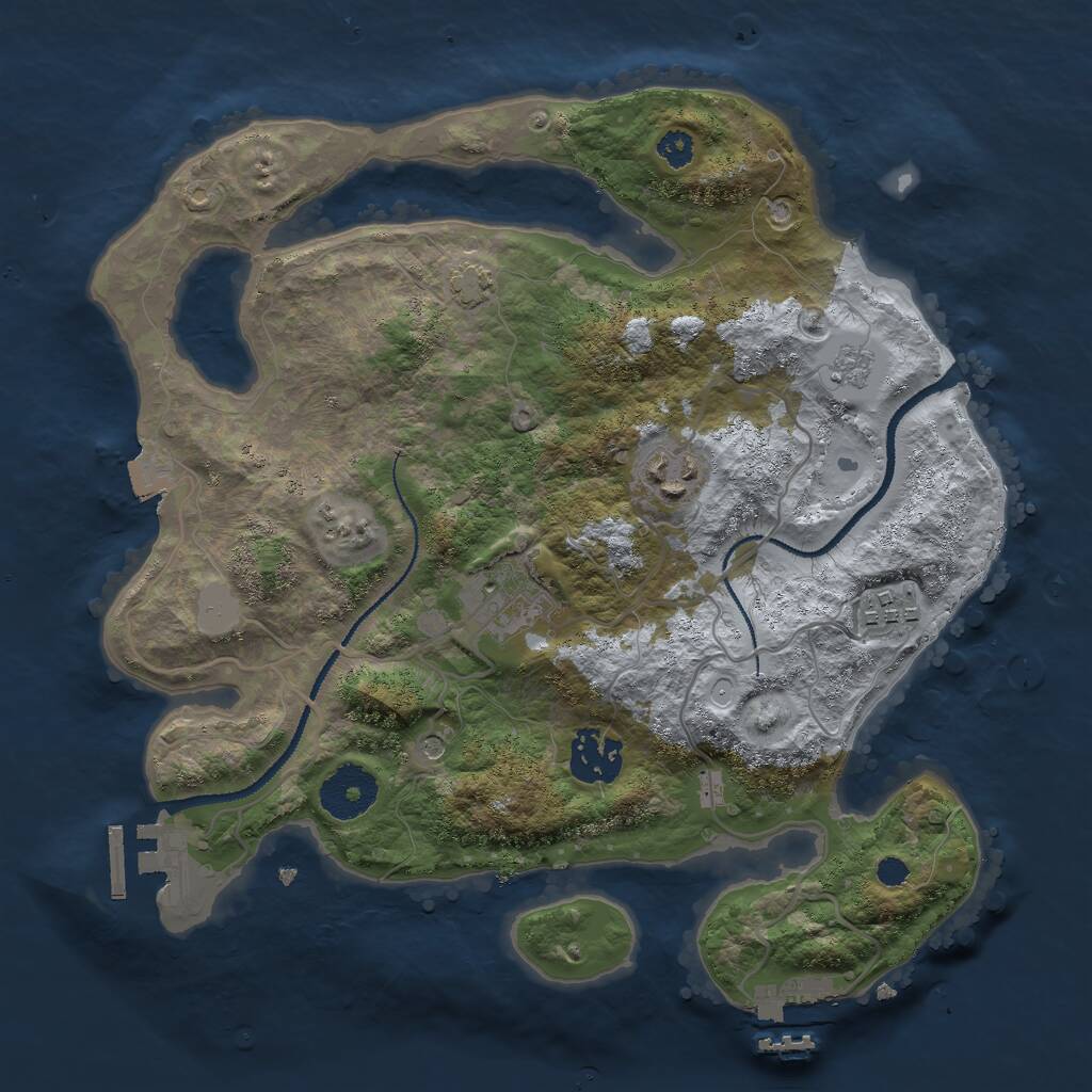 Rust Map: Procedural Map, Size: 3000, Seed: 343835, 10 Monuments