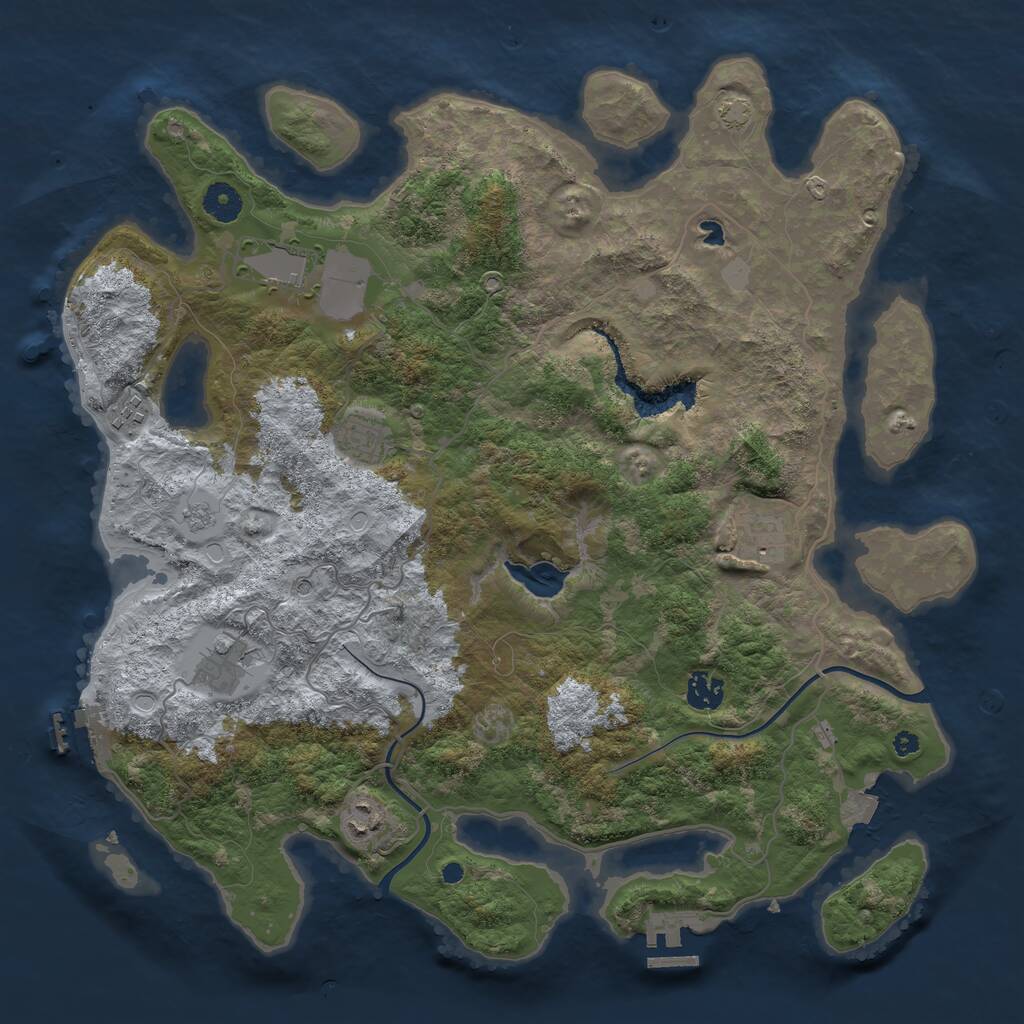 Rust Map: Procedural Map, Size: 4000, Seed: 21128, 13 Monuments