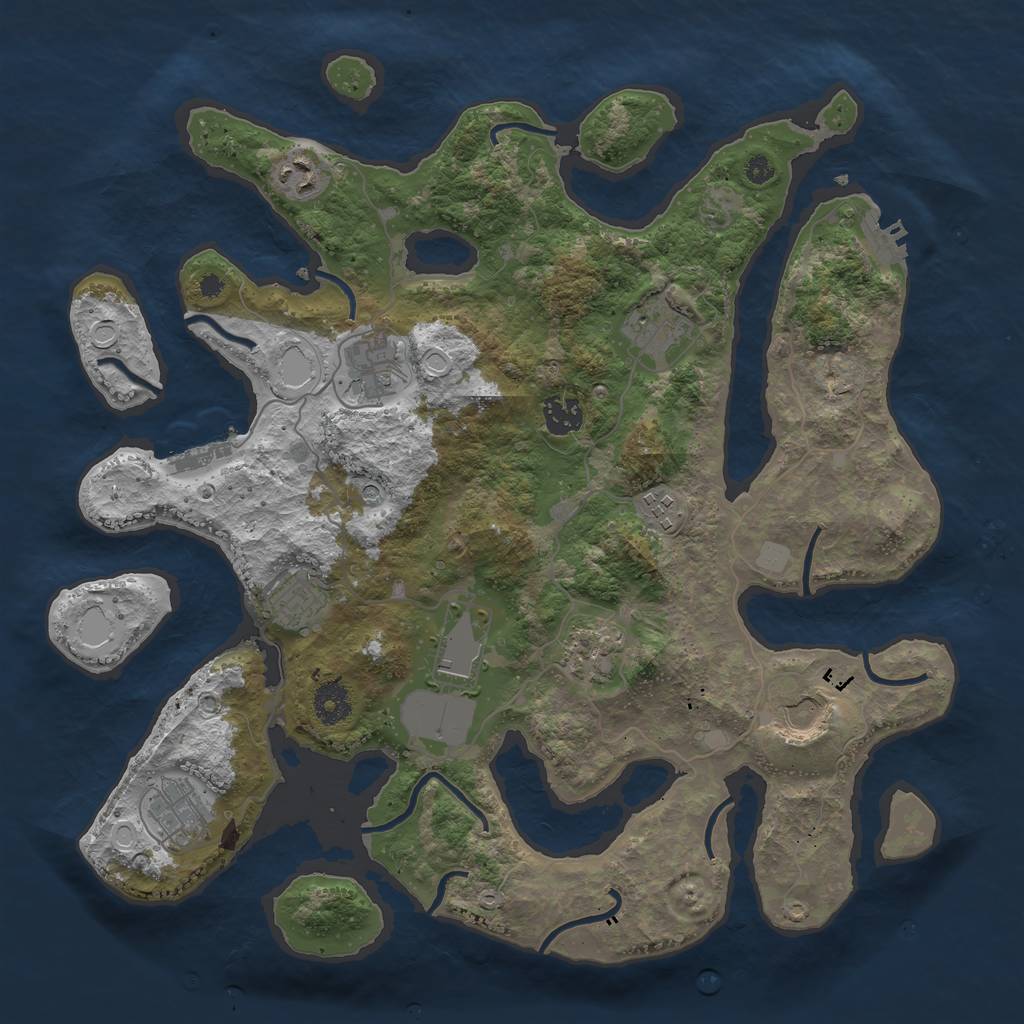 Rust Map: Procedural Map, Size: 3800, Seed: 337480447, 18 Monuments