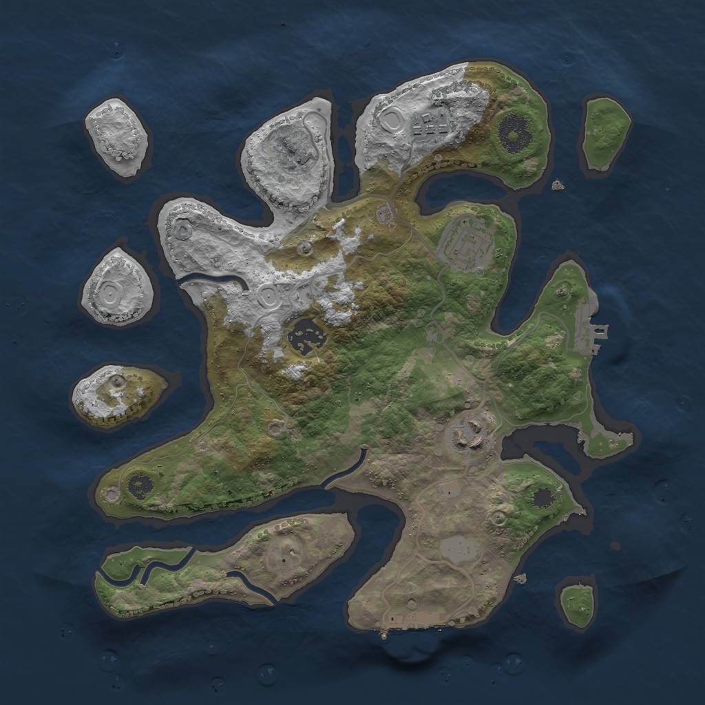 Rust Map: Procedural Map, Size: 3000, Seed: 2409176, 11 Monuments
