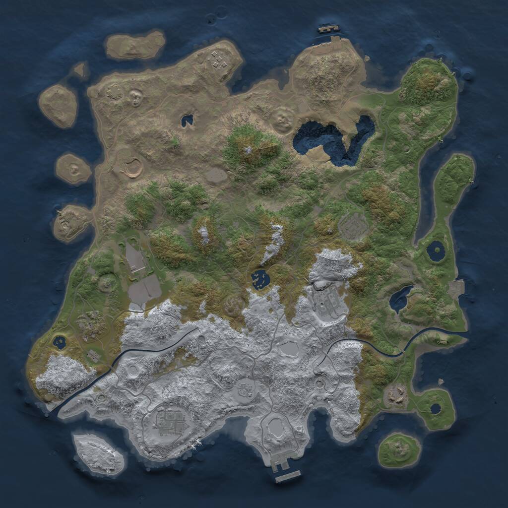 Rust Map: Procedural Map, Size: 4000, Seed: 44664, 15 Monuments