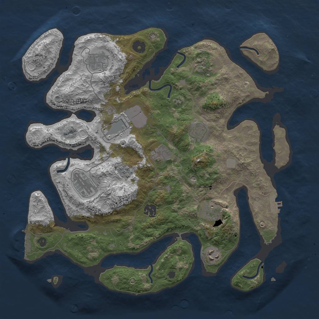 Rust Map: Procedural Map, Size: 3700, Seed: 927017326, 18 Monuments