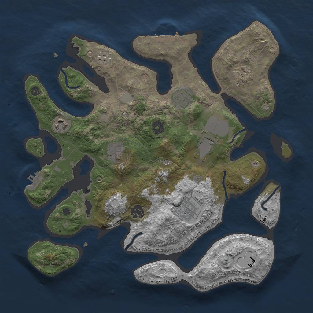 Rust Map: Procedural Map, Size: 3500, Seed: 2923, 16 Monuments