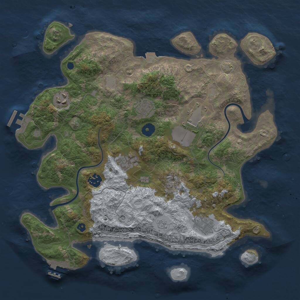 Rust Map: Procedural Map, Size: 3500, Seed: 1686746776, 12 Monuments