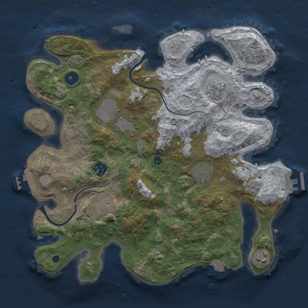 Rust Map: Procedural Map, Size: 3500, Seed: 305779468, 13 Monuments