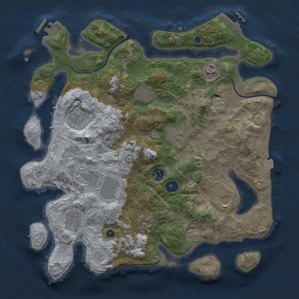 Rust Map: Procedural Map, Size: 3700, Seed: 17777, 16 Monuments