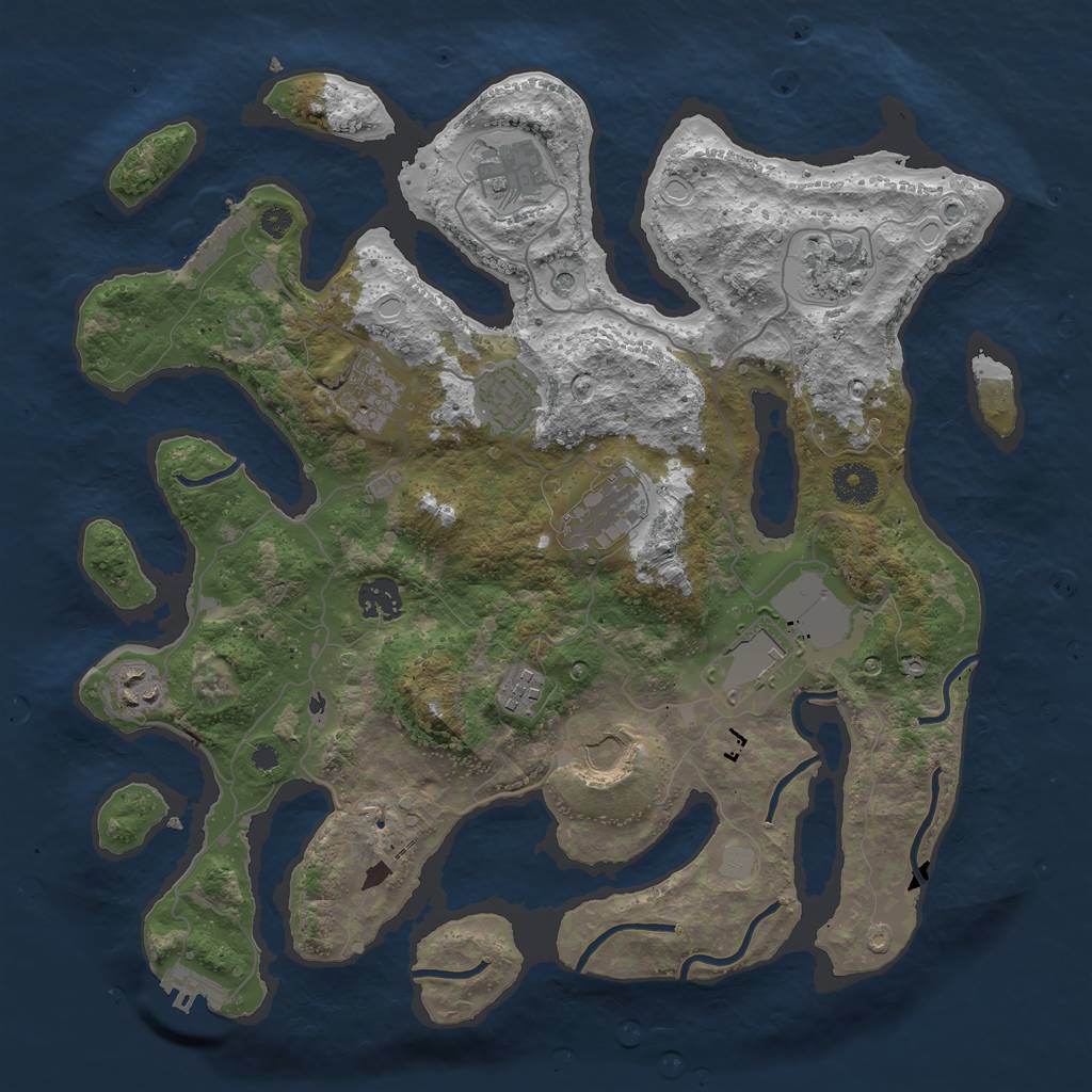 Rust Map: Procedural Map, Size: 3700, Seed: 1963086301, 18 Monuments