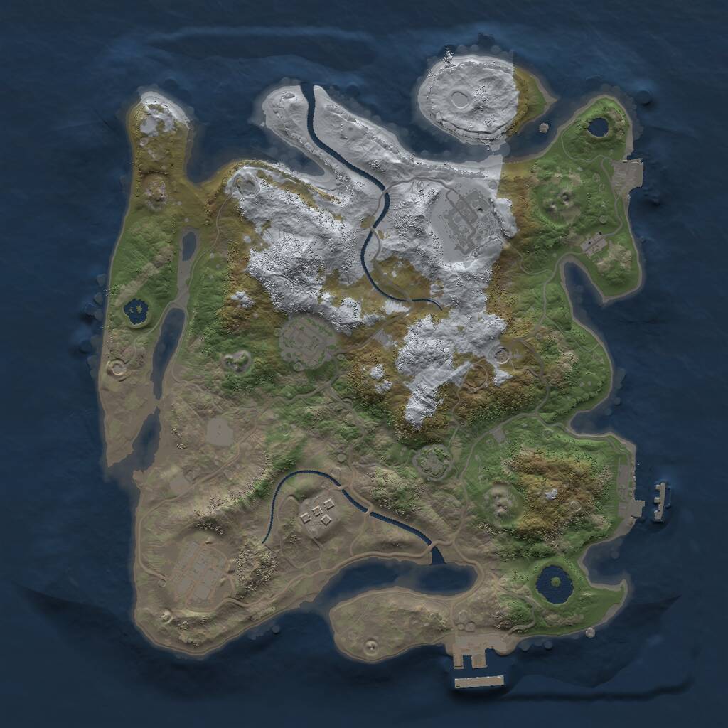 Rust Map: Procedural Map, Size: 3000, Seed: 1947550416, 9 Monuments