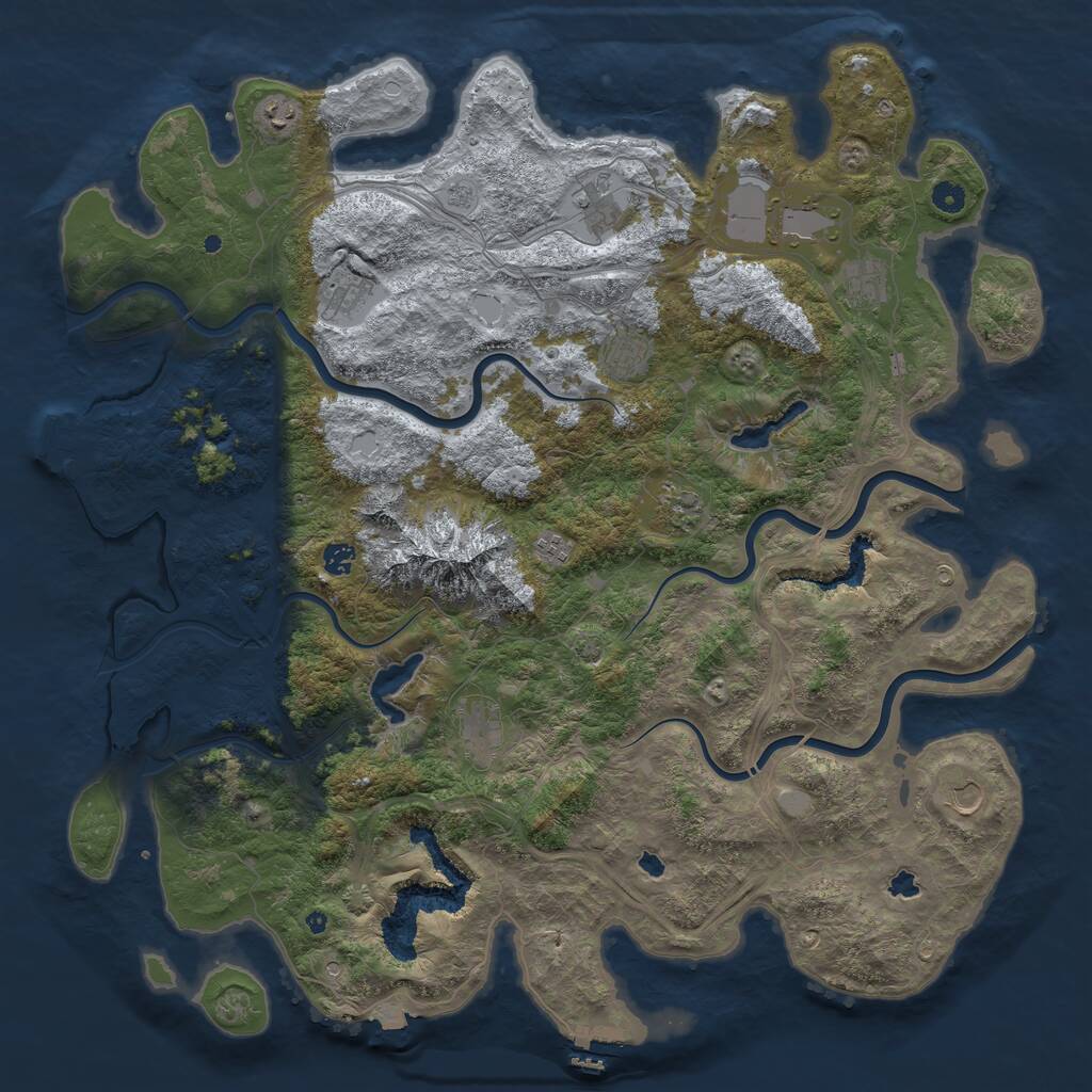 Rust Map: Procedural Map, Size: 5000, Seed: 3213, 17 Monuments