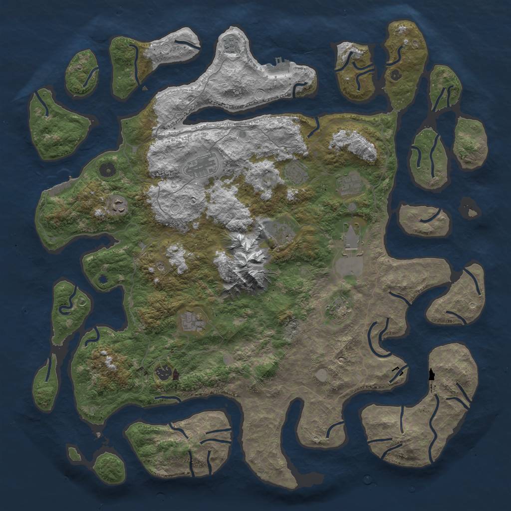 Rust Map: Procedural Map, Size: 5000, Seed: 3213, 18 Monuments