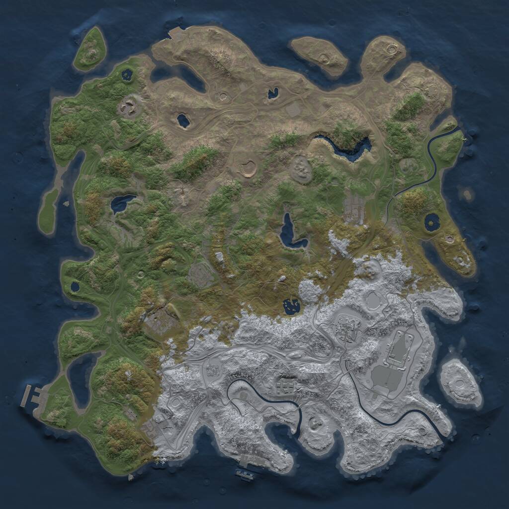 Rust Map: Procedural Map, Size: 4500, Seed: 76425405, 16 Monuments