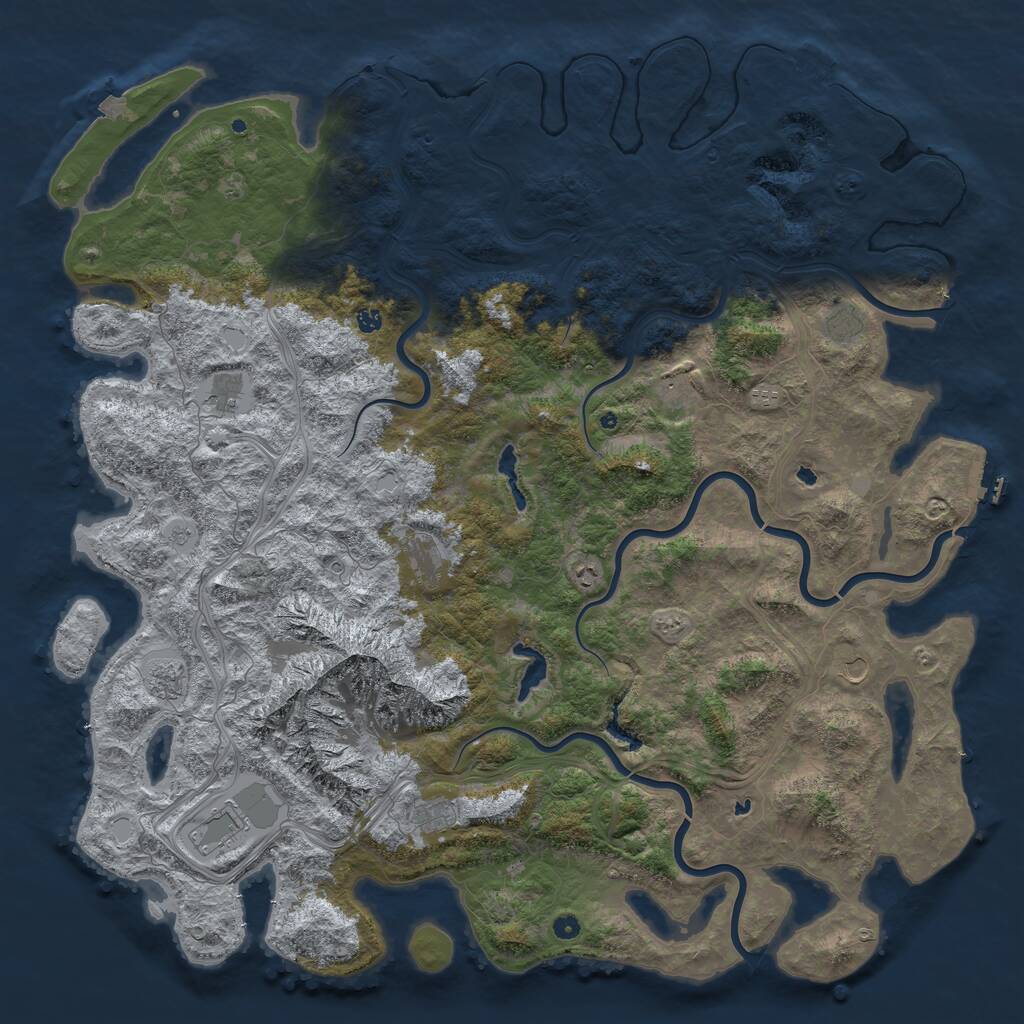 Rust Map: Procedural Map, Size: 6000, Seed: 118377086, 17 Monuments