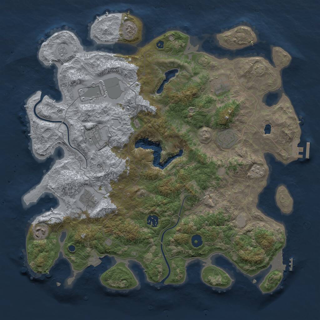 Rust Map: Procedural Map, Size: 4000, Seed: 47854, 14 Monuments