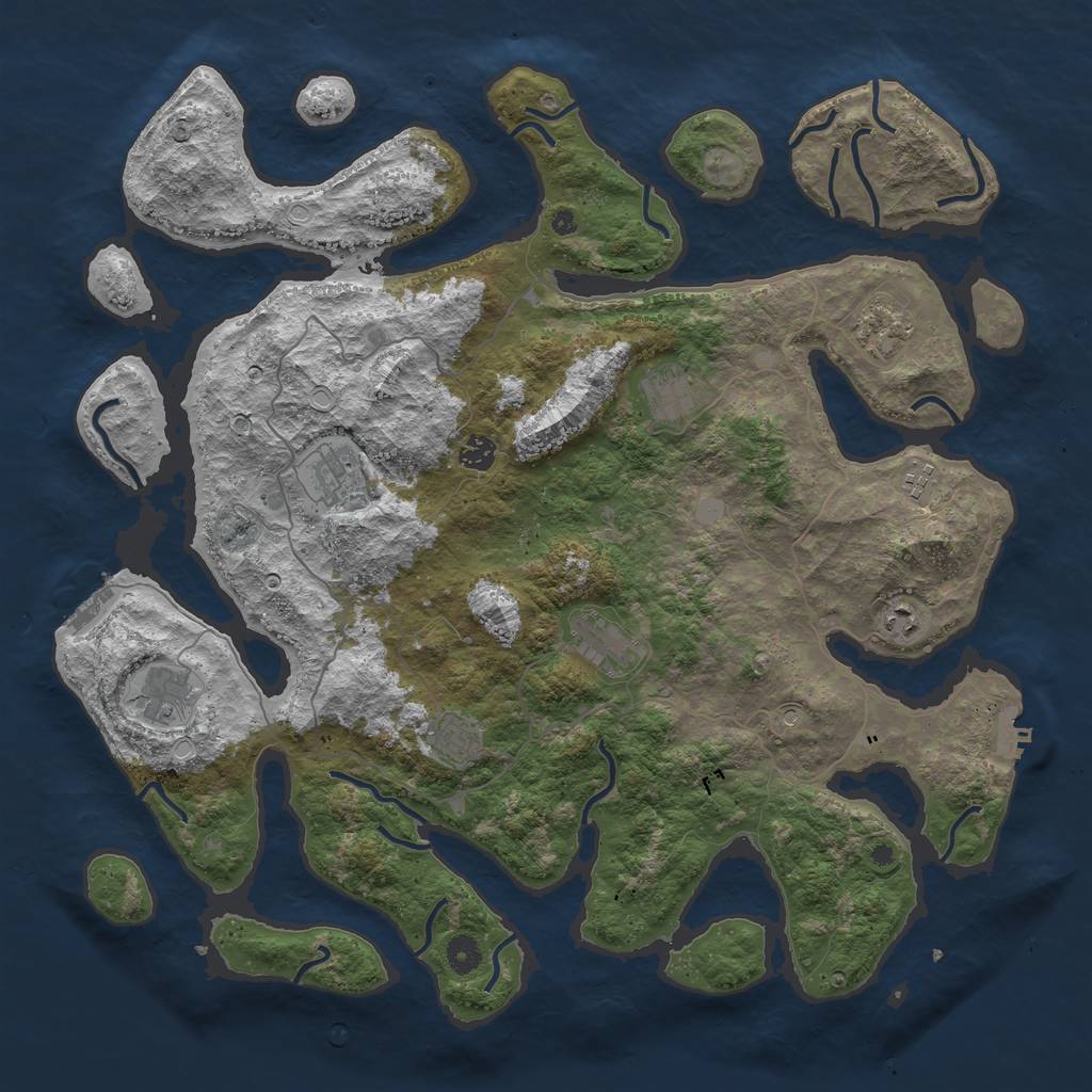 Rust Map: Procedural Map, Size: 4500, Seed: 1904669955, 17 Monuments