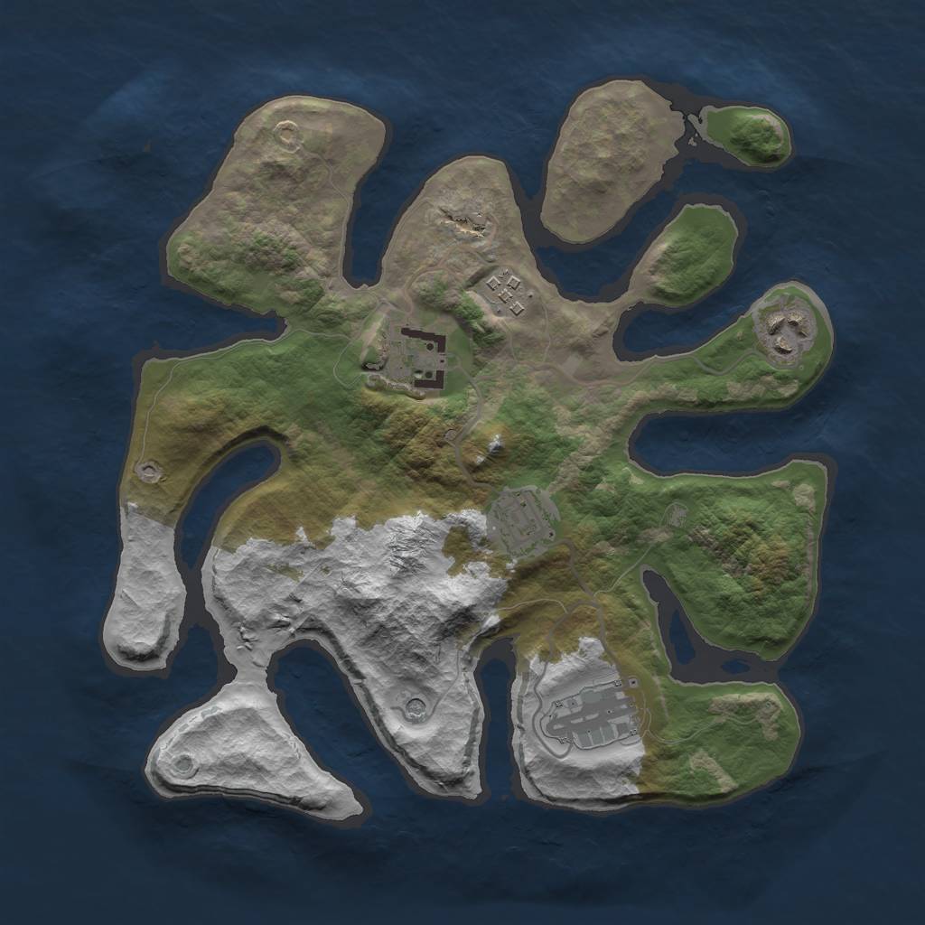 Rust Map: Barren, Size: 3000, Seed: 7894, 8 Monuments