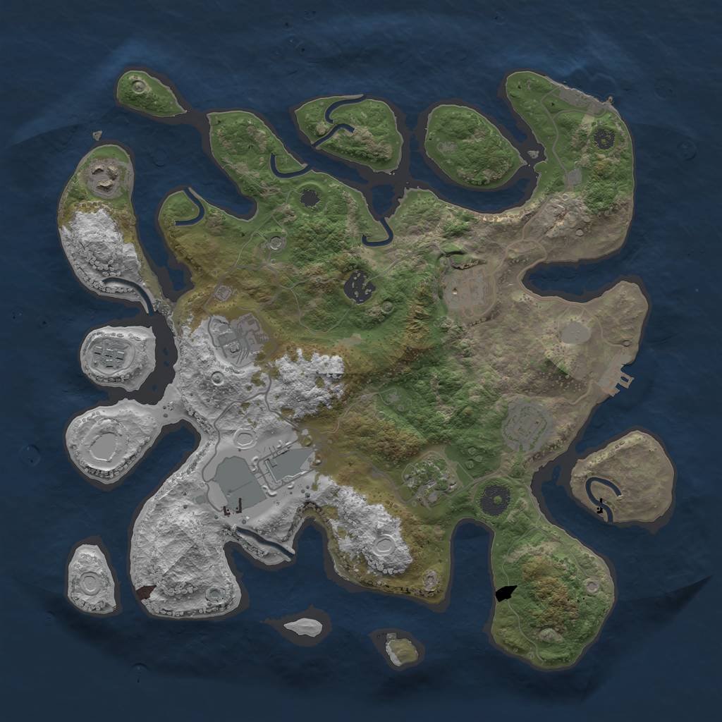 Rust Map: Procedural Map, Size: 3550, Seed: 358408, 16 Monuments