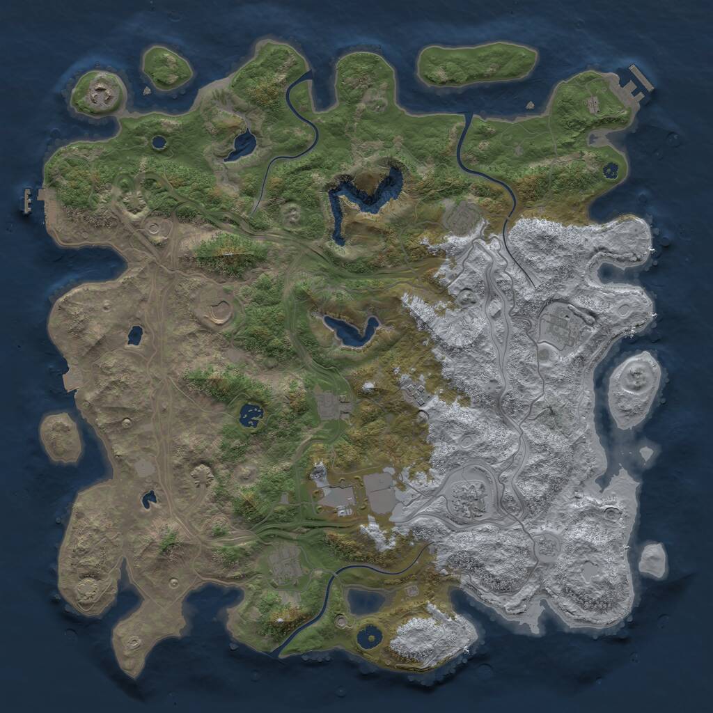 Rust Map: Procedural Map, Size: 4500, Seed: 98478010, 16 Monuments