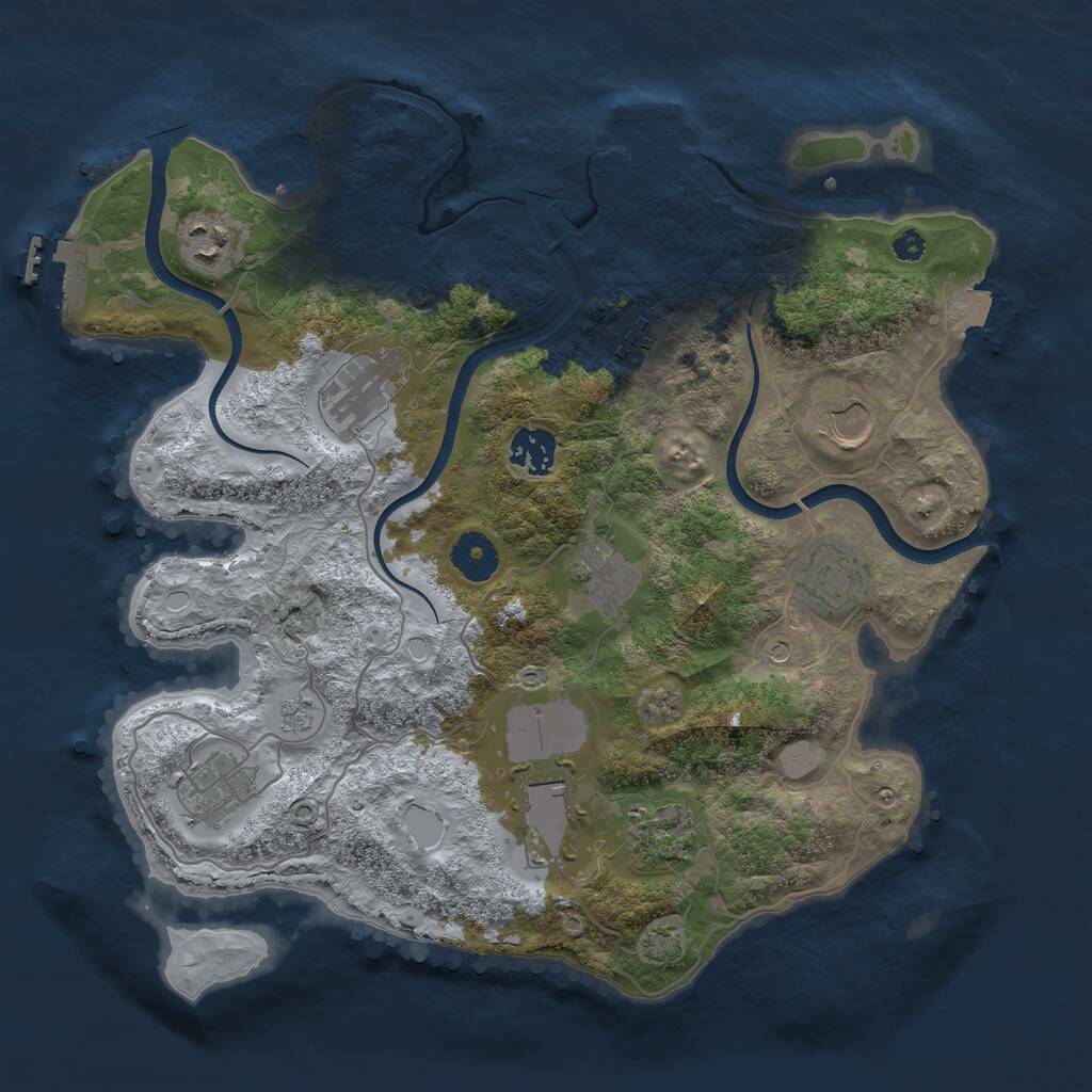 Rust Map: Procedural Map, Size: 3500, Seed: 14684648, 16 Monuments
