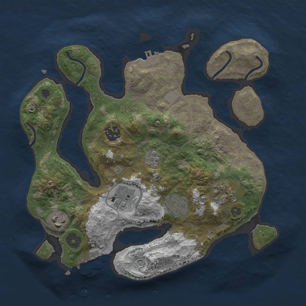 Rust Map: Procedural Map, Size: 3000, Seed: 1732526083, 14 Monuments