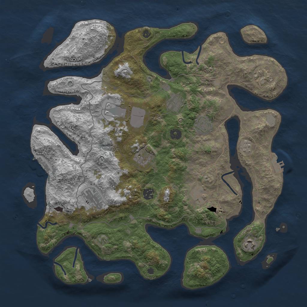 Rust Map: Procedural Map, Size: 4000, Seed: 4625, 18 Monuments