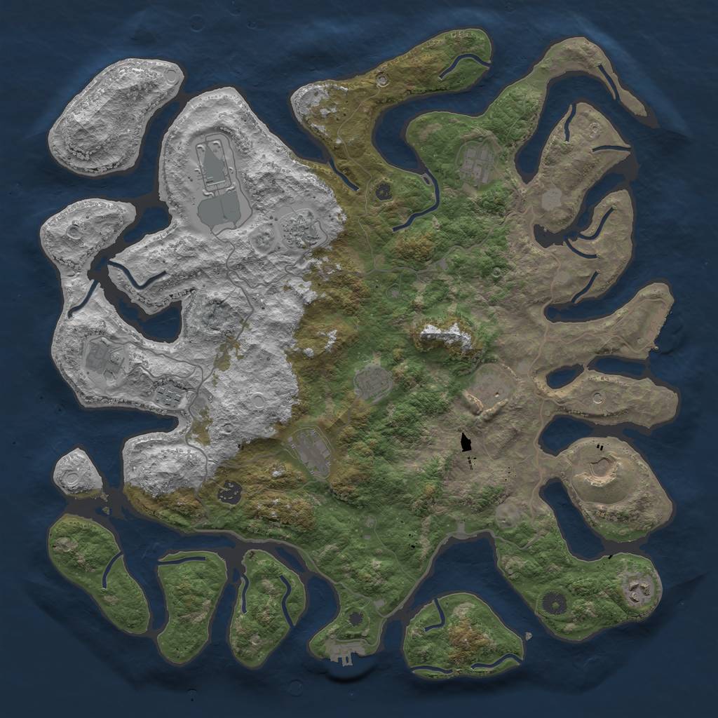Rust Map: Procedural Map, Size: 4500, Seed: 106978235, 19 Monuments