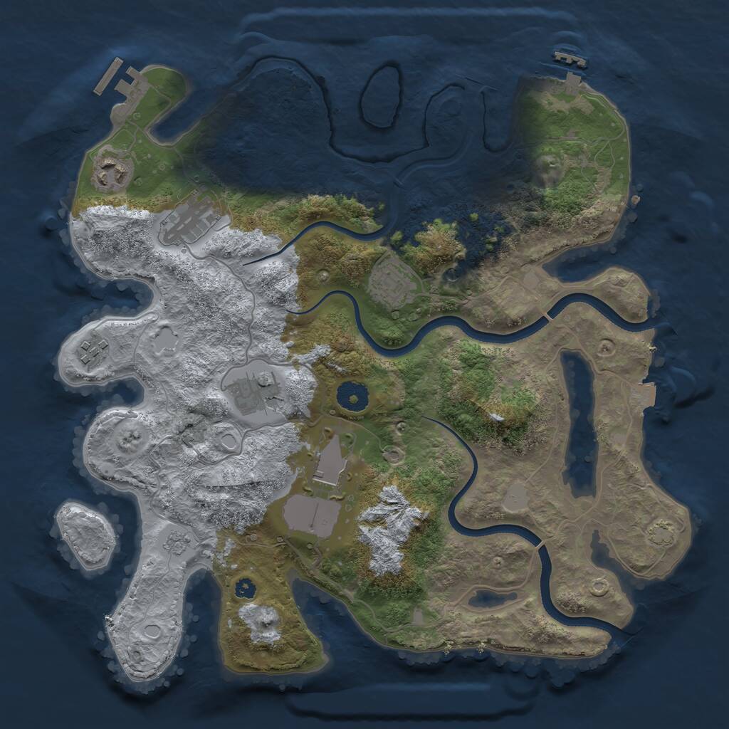Rust Map: Procedural Map, Size: 3500, Seed: 122328523, 12 Monuments