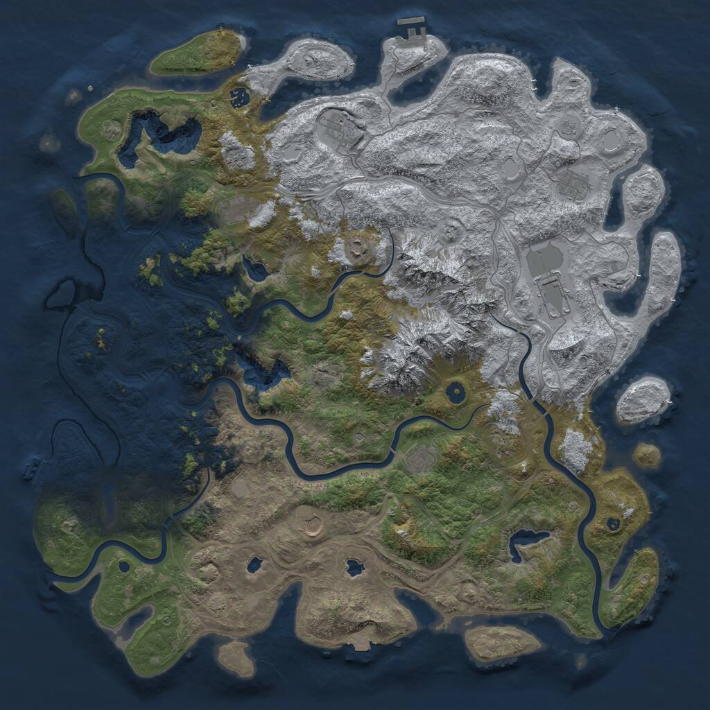 Rust Map: Procedural Map, Size: 5250, Seed: 2048255405, 16 Monuments