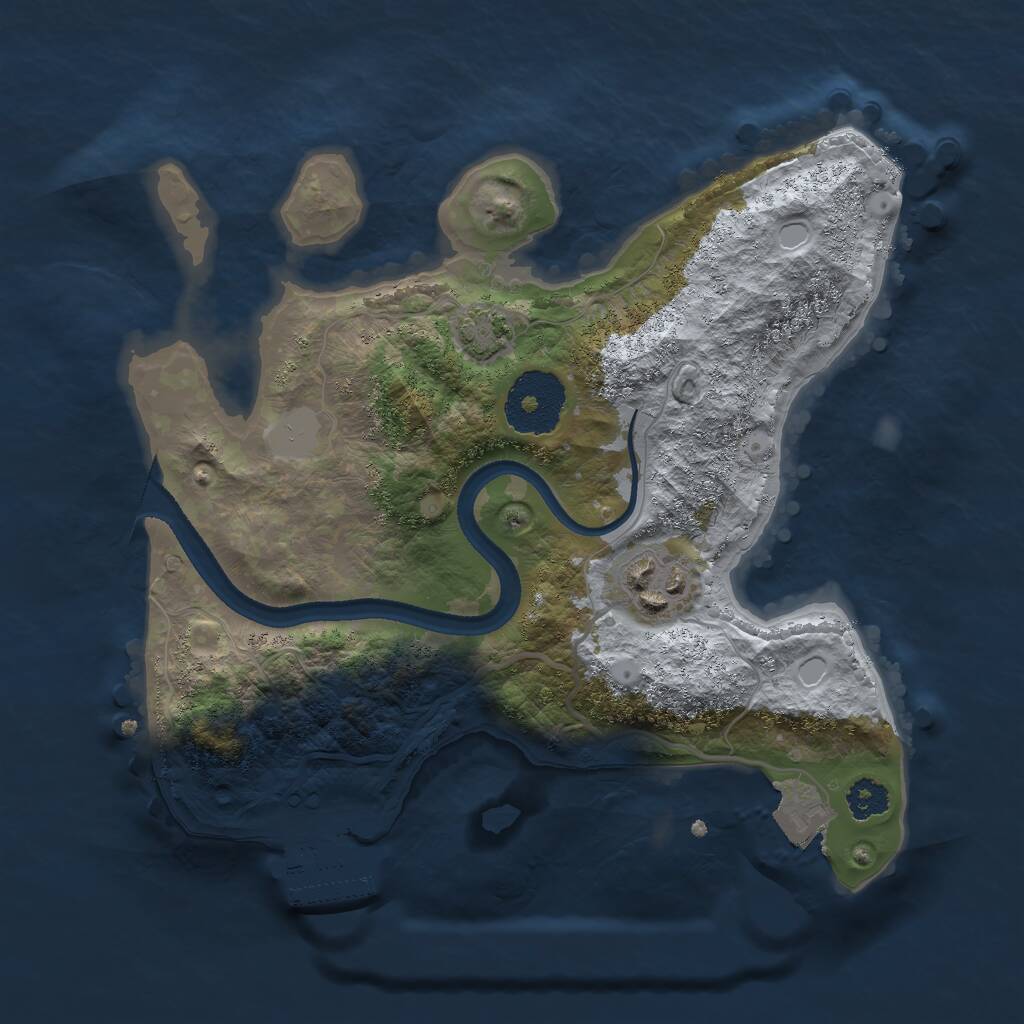 Rust Map: Procedural Map, Size: 2500, Seed: 1425128029, 4 Monuments