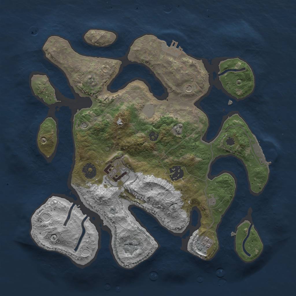 Rust Map: Procedural Map, Size: 3000, Seed: 2406462, 11 Monuments