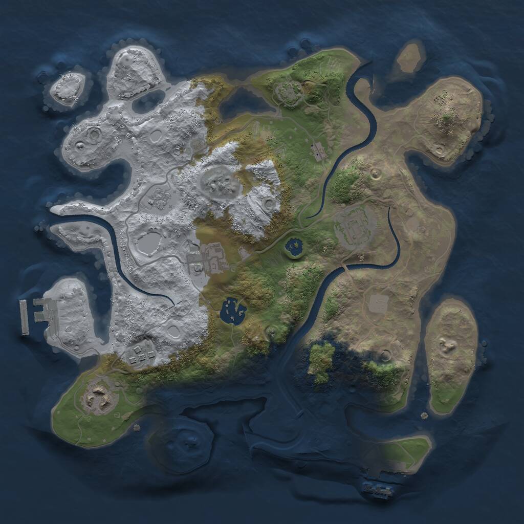 Rust Map: Procedural Map, Size: 3000, Seed: 887861, 11 Monuments