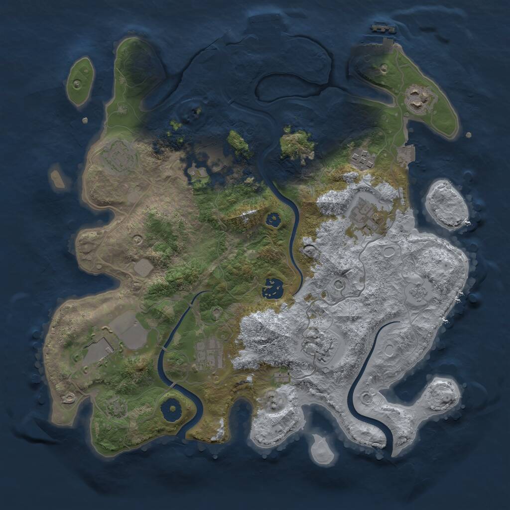 Rust Map: Procedural Map, Size: 3500, Seed: 47724, 15 Monuments