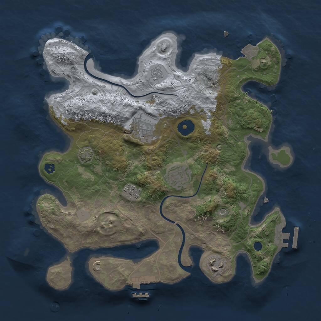 Rust Map: Procedural Map, Size: 3000, Seed: 731743, 10 Monuments