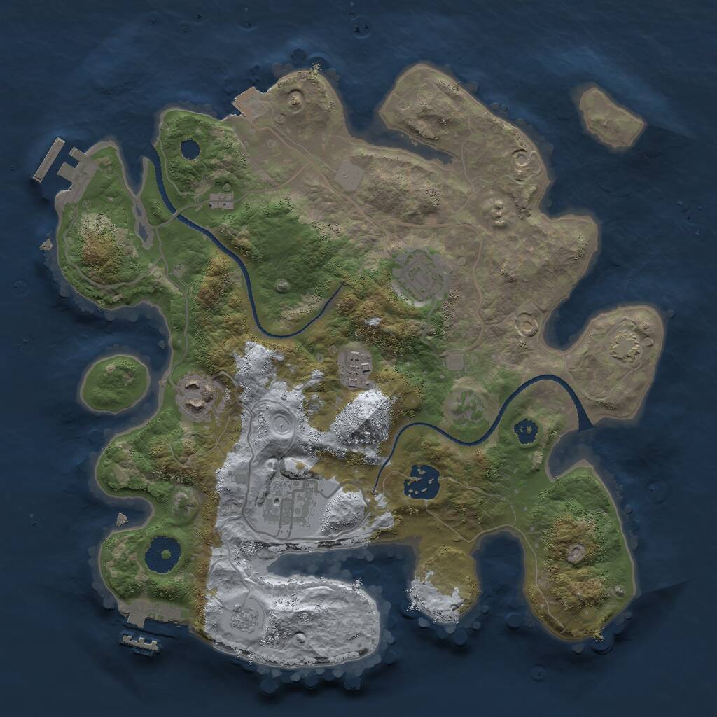 Rust Map: Procedural Map, Size: 3000, Seed: 616615, 10 Monuments