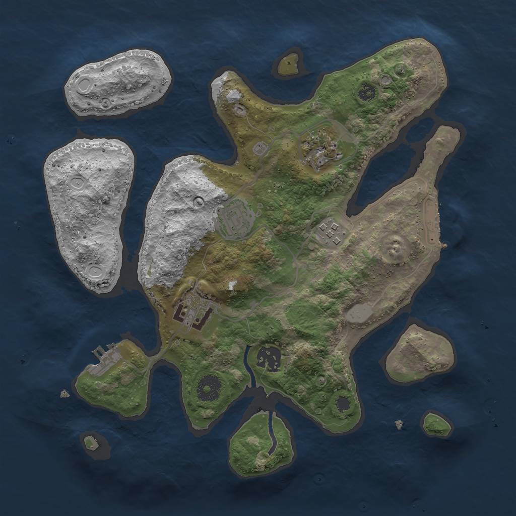 Rust Map: Procedural Map, Size: 3000, Seed: 150209, 12 Monuments