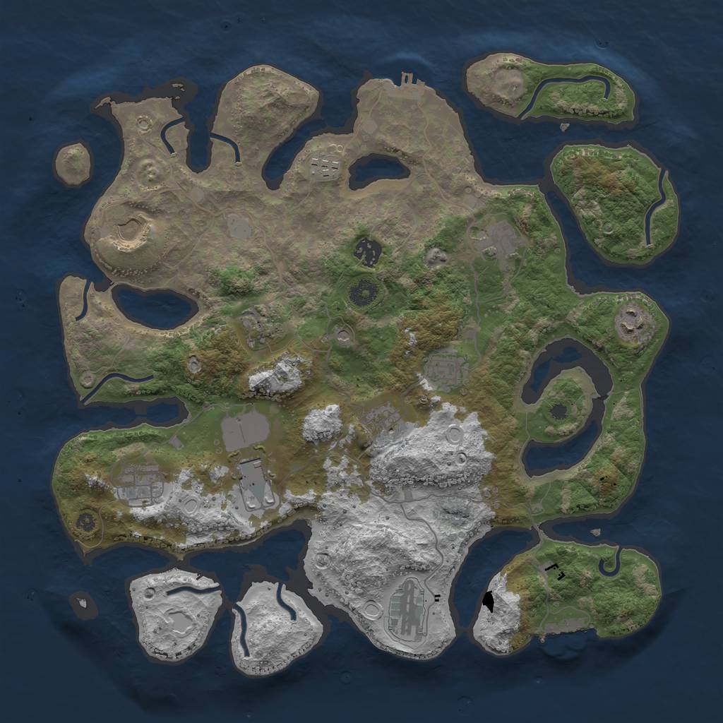 Rust Map: Procedural Map, Size: 3950, Seed: 1017516245, 19 Monuments