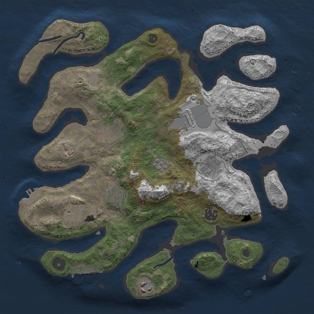 Rust Map: Procedural Map, Size: 3500, Seed: 411076992, 15 Monuments