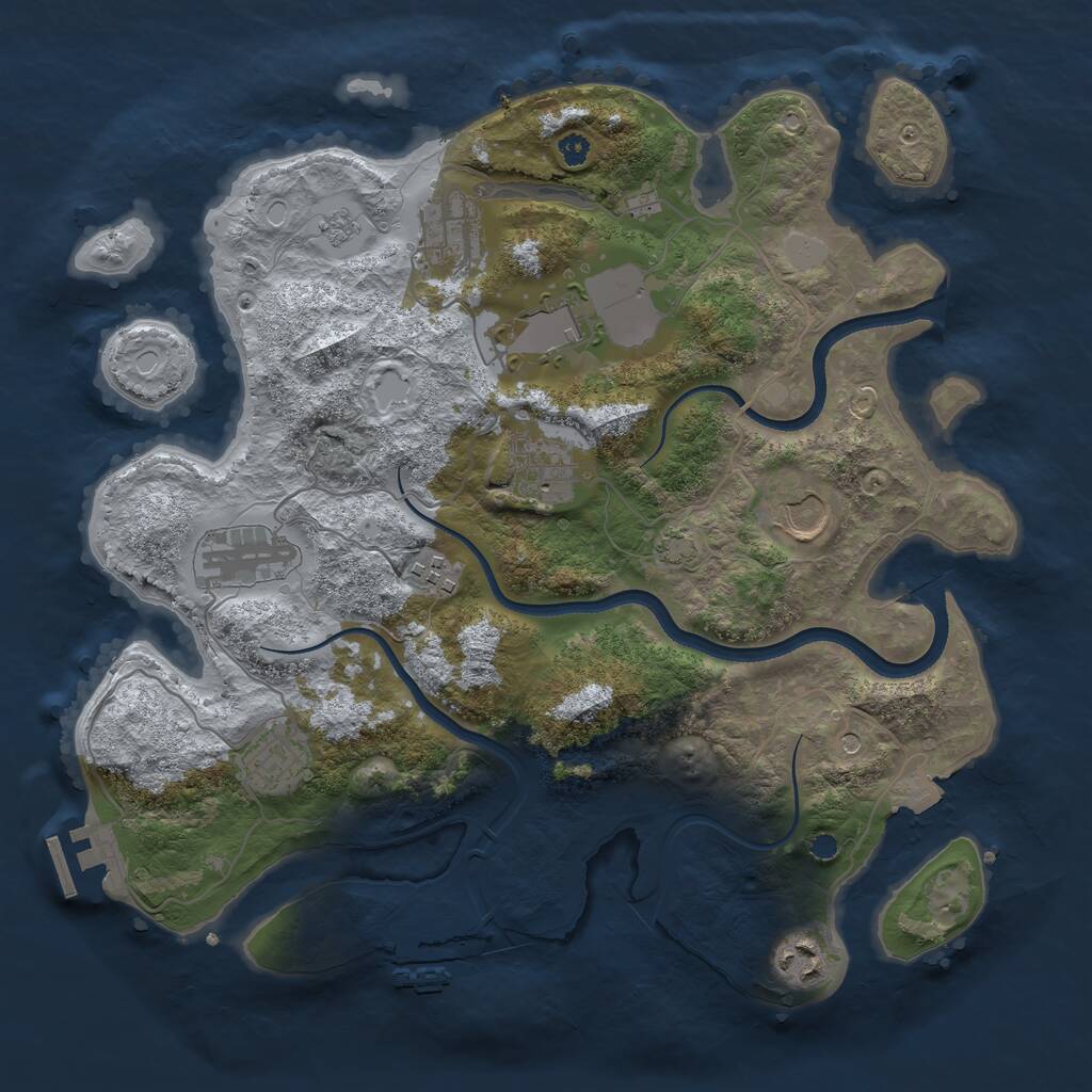 Rust Map: Procedural Map, Size: 3500, Seed: 706049132, 14 Monuments