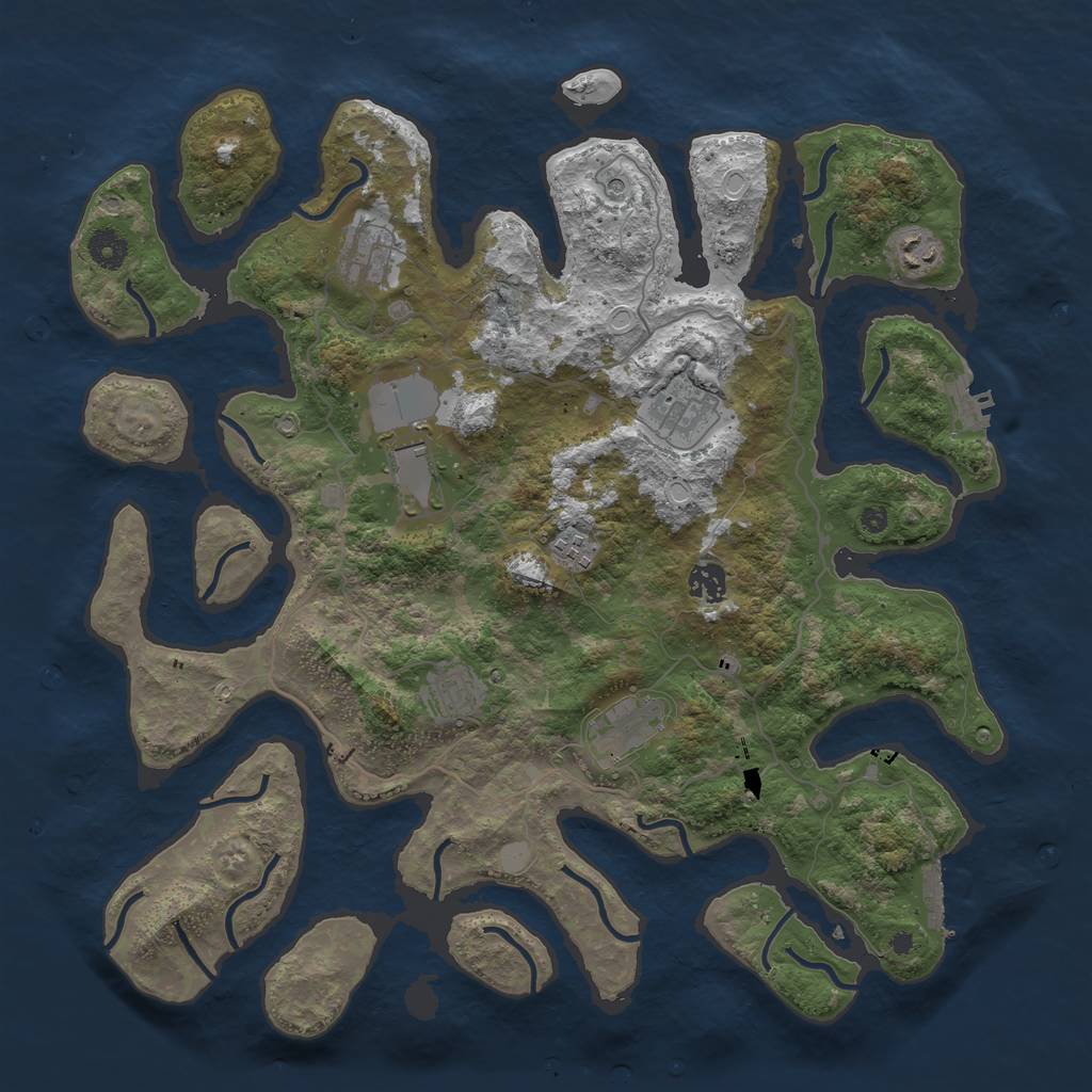 Rust Map: Procedural Map, Size: 4096, Seed: 102211, 16 Monuments