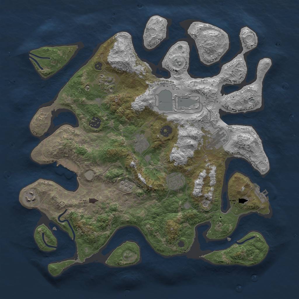 Rust Map: Procedural Map, Size: 3800, Seed: 92211, 16 Monuments