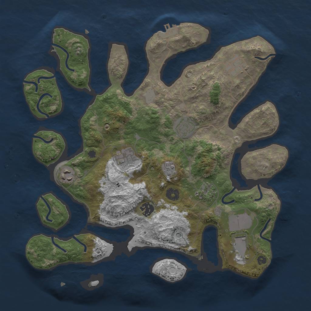 Rust Map: Procedural Map, Size: 3500, Seed: 721344, 15 Monuments