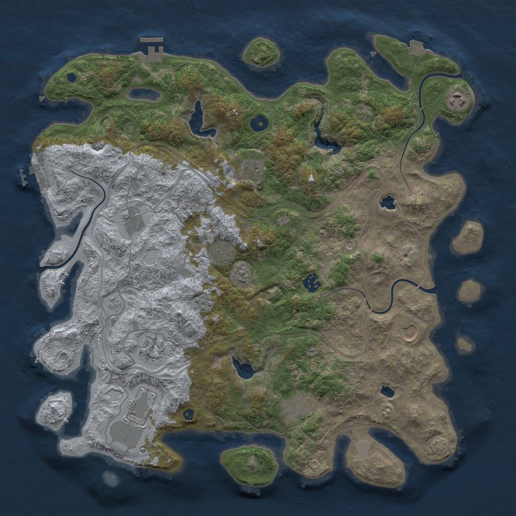 Rust Map: Procedural Map, Size: 4500, Seed: 112211, 16 Monuments