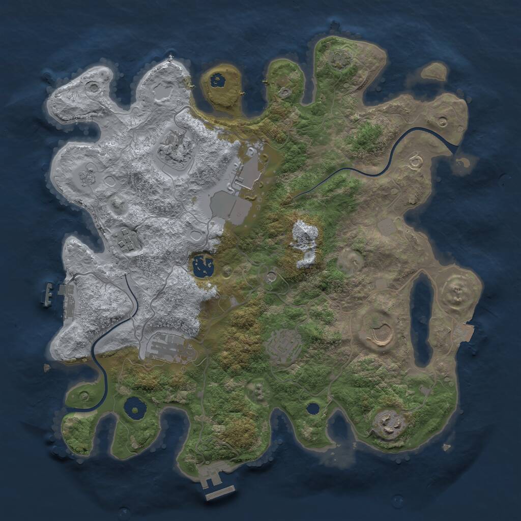 Rust Map: Procedural Map, Size: 3500, Seed: 1337480640, 14 Monuments