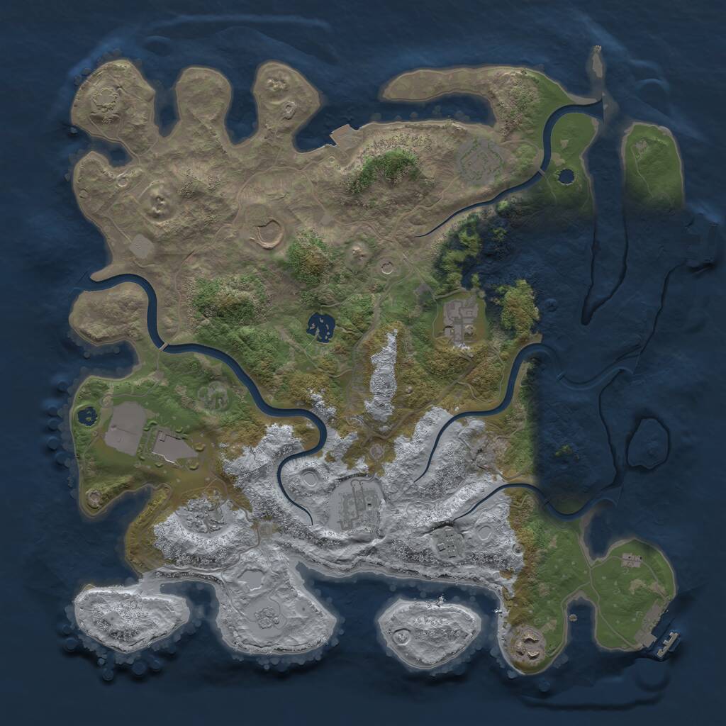 Rust Map: Procedural Map, Size: 3800, Seed: 73054, 15 Monuments