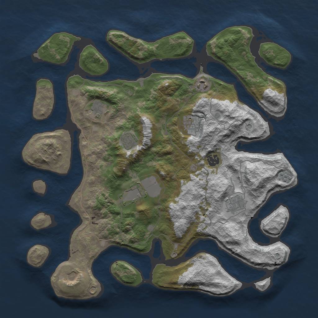 Rust Map: Barren, Size: 4000, Seed: 550663905, 12 Monuments